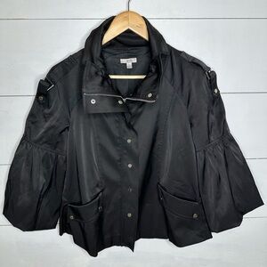 Cache Vintage 3/4 Balloon Sleeve Full Zip Snap Black Women's Jacket - Size